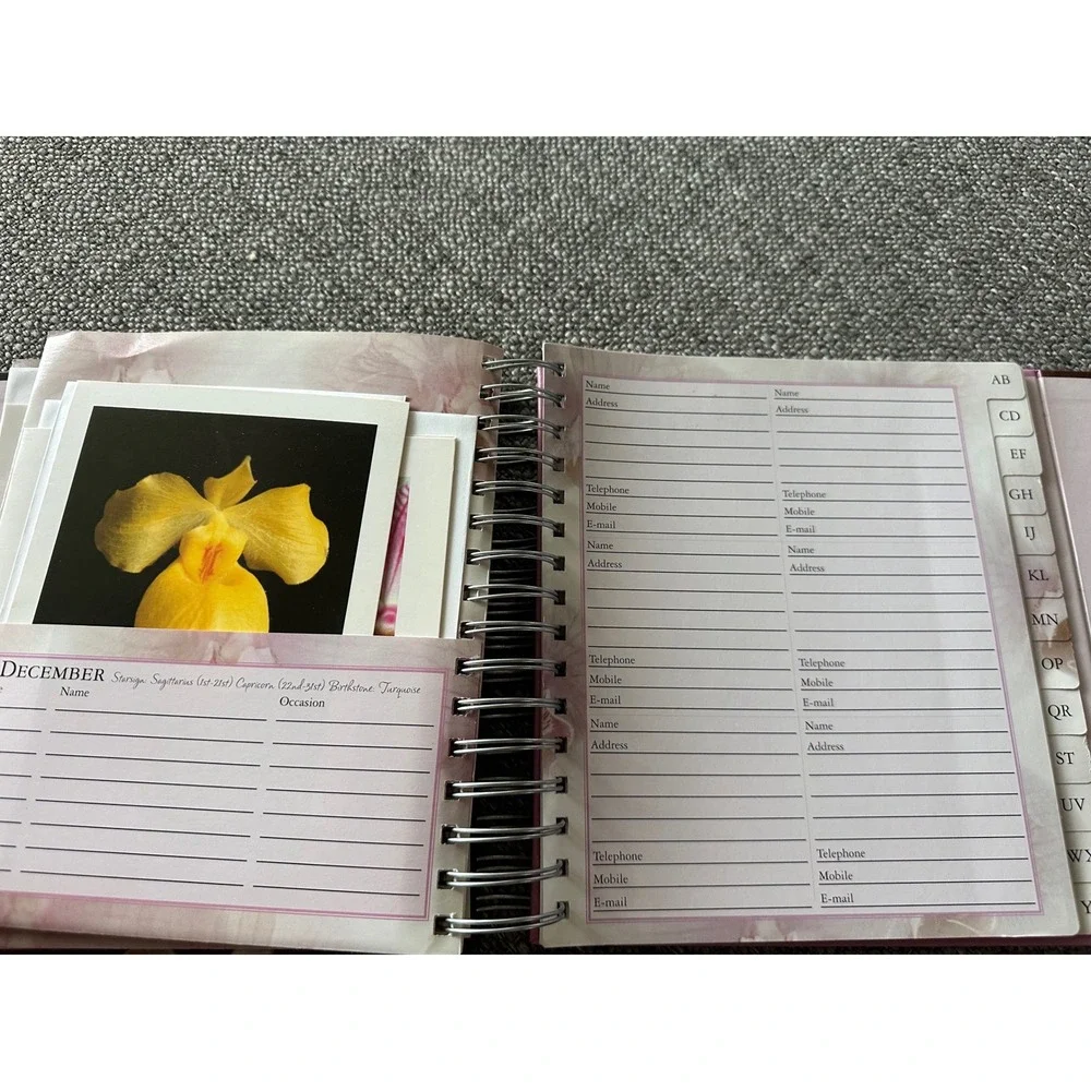 Bizzybee Orchids Greeting Card Book Birthday Organizer Address Book 2005 EUC